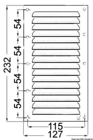 Griglia areazione 232 x 127 mm + antizanzare - 53.021.10 Osculati