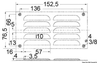 Griglia areazione 76 x 152 mm + antizanzare - 53.021.11 Osculati