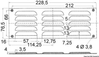 Griglia areazione 76 x 229 mm + antizanzare - 53.021.12 Osculati