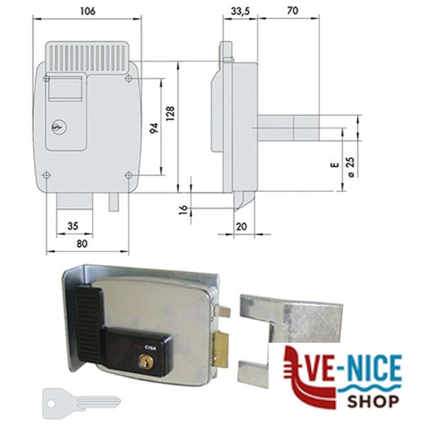 ELETTROSERRATURA APP.FERRO DX 11823-80-1 CISA 11823.80.1.N7 CISA ELETTROSERRATURE APP. S - immagine 2