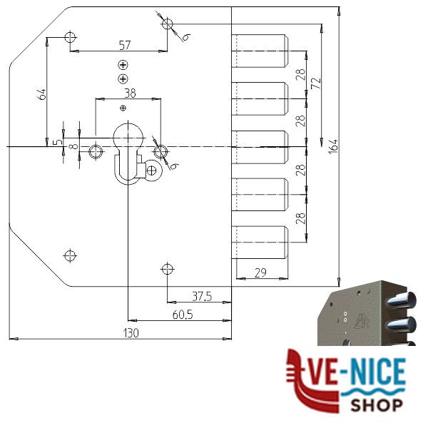 SERRATURA SIC.SEMPLICE SX CIL. 2000PE CR 2000G-51 CR SERR.LEGNO APPLICARE S - immagine 2