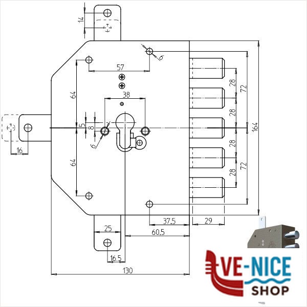 SERRATURA SIC.QUINTUPLICE SX CIL. 2300PE CR 2300G-51 CR SERR.LEGNO APPLICARE S - immagine 3