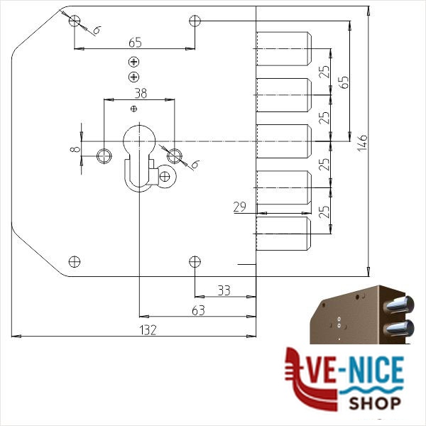 SERRATURA SIC.SEMPLICE SX CIL. 2000PE MC CR 2000G-51MC CR SERR.LEGNO APPLICARE S - immagine 3