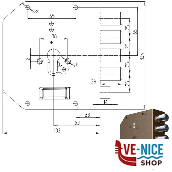 SERRATURA SIC.SEMPLICE SX CIL. 2050PE MC CR 2050G-51MC CR SERR.LEGNO APPLICARE S - immagine 2