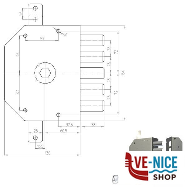 SERRATURA SIC.TRIPLICE SX POMPA 3200P CR 3200P-51NT200/29 CR SERR.LEGNO APPLICARE S - immagine 2