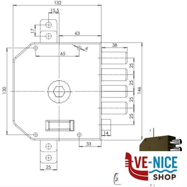 SERRATURA SIC.TRIPLICE DX POMPA 3250 MC CR 3250P01MCT200/29 CR SERR.LEGNO APPLICARE S - immagine 2