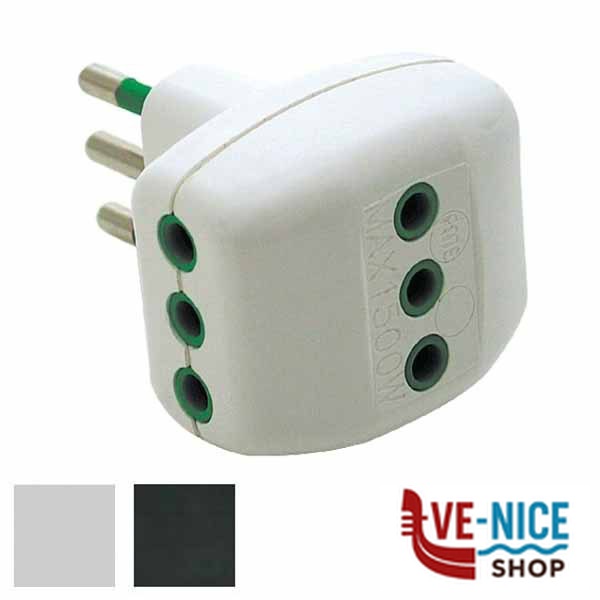 ADATTATORE TRIPLO 10A+T NERO 82201 FME 82201 SPINE E ADATTATORI ELETTRICI F - immagine 3