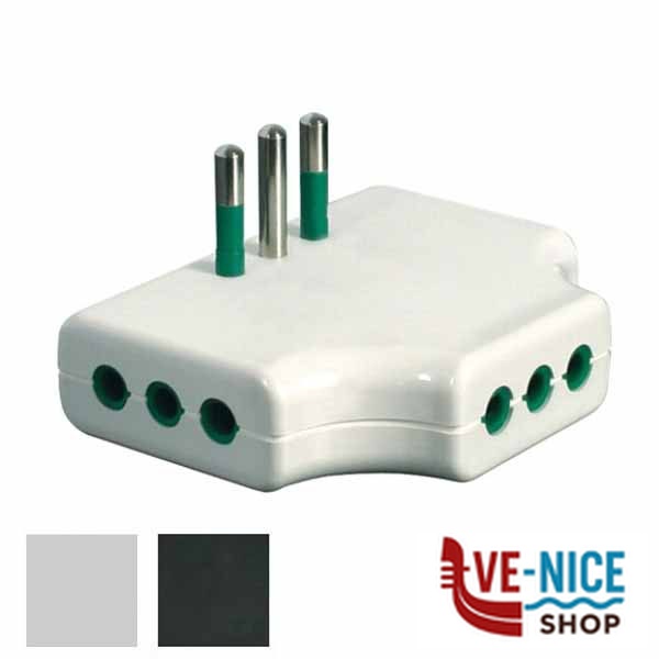 ADATTATORE TRIPLO PIATTO 10A+T NERO 82251 FME 82251 SPINE E ADATTATORI ELETTRICI F - immagine 3