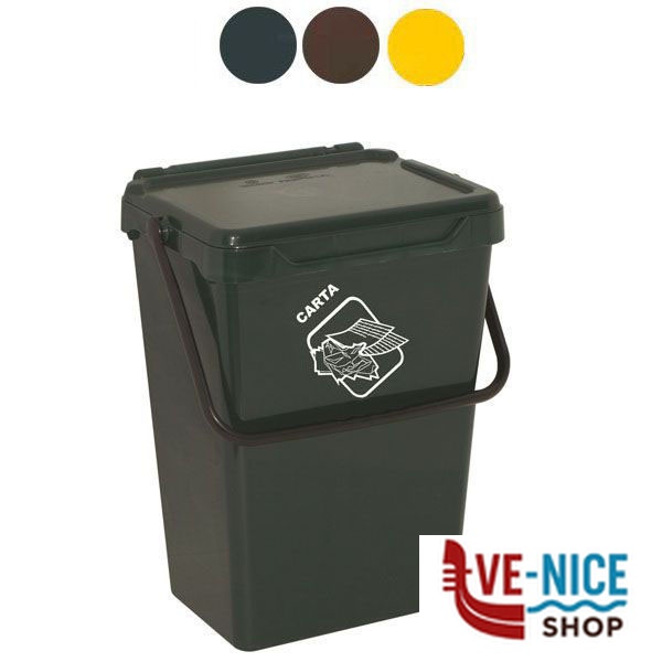 BIDONE BIOSYSTEM VERDE l 7 cm 20x25 h 27 A12868 PATTUMIERE DIFFERENZIATE C - immagine 2