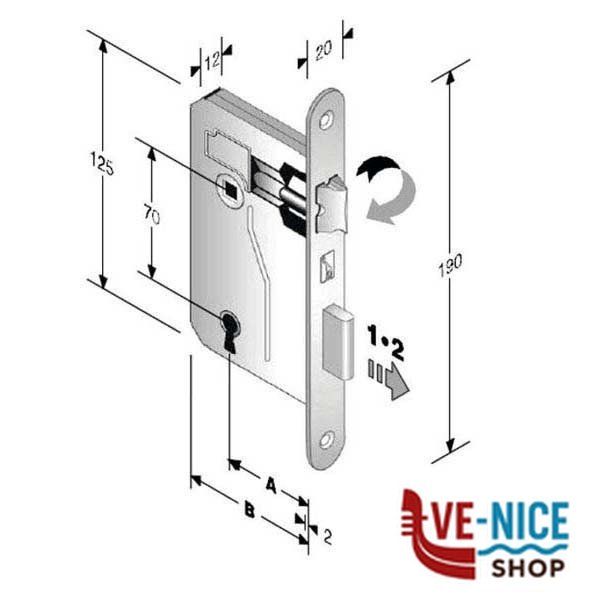 SERRATURA PATENT mm 8x70 E50 BT BRONZATA GB 48042050BVE BONAITI SERR.LEGNO INFILARE S - immagine 2