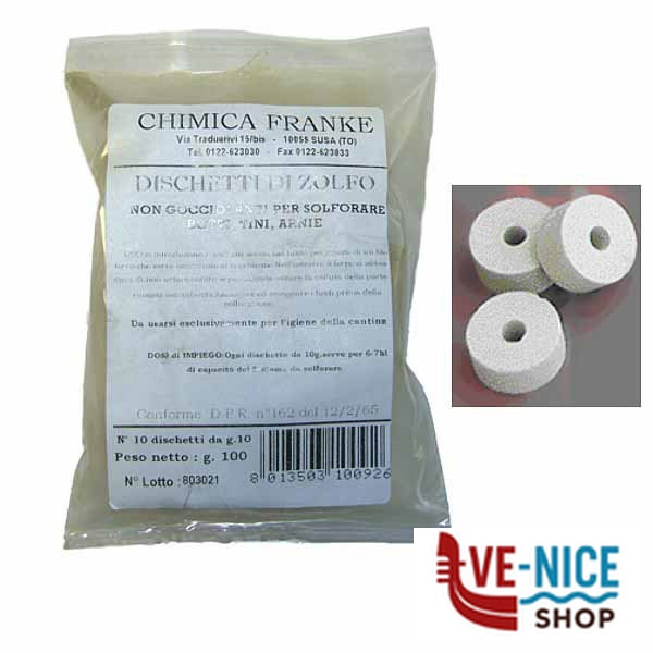 ZOLFO IN DISCHETTI Pz 10 g 10 FRANKE ZOLFETTI GR.100-PV287Z CHIMICI ENOLOGIA C - immagine 4