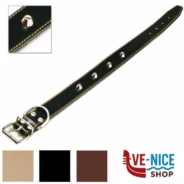 COLLARE CANI CUOIO BORCHIE mm 25 cm 51 20-25 COLLARI CANI F - immagine 4
