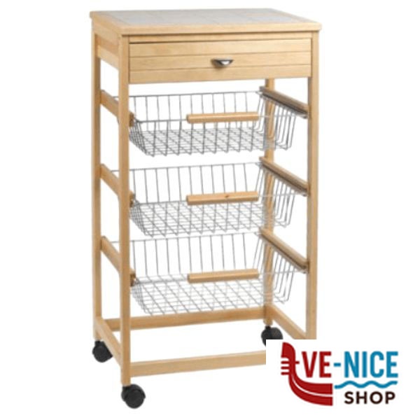 CARRELLO P.4 FAGGIO cm 45,5x36,5 h 87,5 MTX261 CARRELLI DOMESTICI C - immagine 2