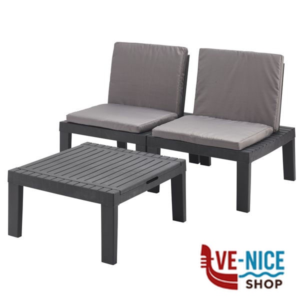 SALOTTINO SET DUETTO ANTRACITE Pz 3 PROGARDEN DUE05CAN ARREDO GIARDINO PROGARDEN C - immagine 4