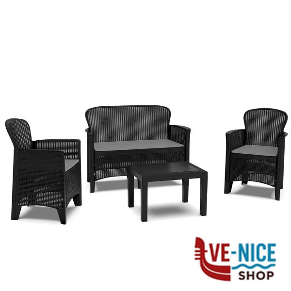 SALOTTINO SET JUNGLE ANTRACITE Pz 4 PROGARDEN JUN06CAN ARREDO GIARDINO PROGARDEN C - immagine 3