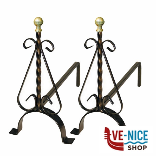 ALARI POMOLI OTTONE cm 41x15 h40 Pz2 LAPILLO 12853 ACCESSORI CAMINETTI F - immagine 2