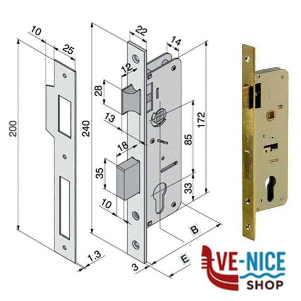 SERRATURA INF.LEGNO 015.40.00.0 WELKA 01540000 WELKA SERR.LEGNO INFILARE S - immagine 2