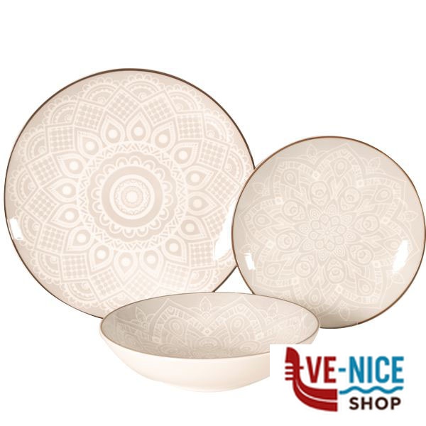 SERVIZIO PIATTI PORCELL.MANDALA Pz 18 XTRA 11692 WK8574 PIATTI PORCELLANA C - immagine 2