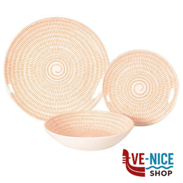 SERVIZIO PIATTI PORCELL.SPIRALE Pz 18 XTRA 11693 WK18711 PIATTI PORCELLANA C - immagine 2