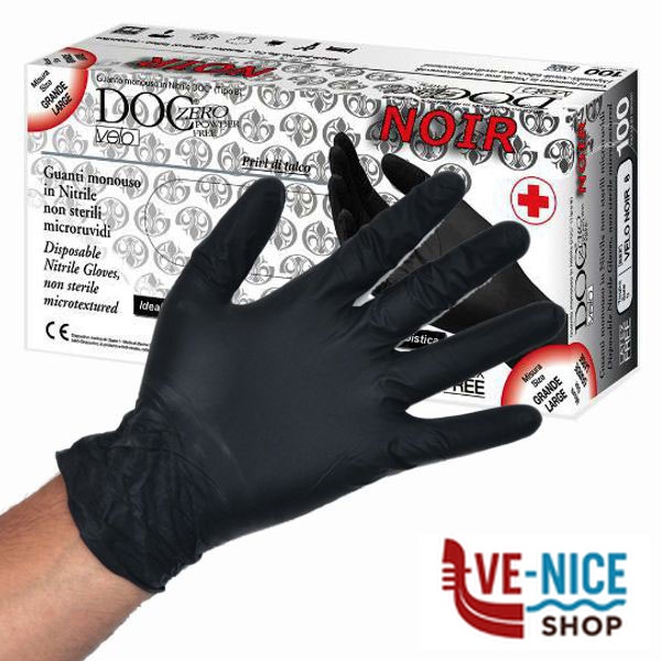 GUANTI NITRILE DOC VELO NOIR POWDER FREE Pz 100 M VELONOIR - M GUANTI LAVORO F - immagine 3