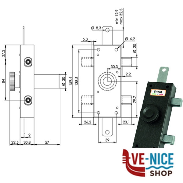 SERRATURA FERROGLIETTO VERTICALE J223 MOIA J223 MOIA SERR.LEGNO APPLICARE S - immagine 2