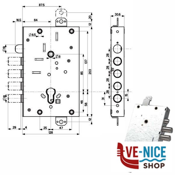 SERRATURA SIC.TRIPLICE int 28 82515 MOTTURA 82515W800Q MOTTURA SERR.BLINDATE S - immagine 2
