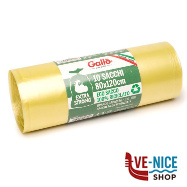 SACCO IMM.LEGACCI GIALLO 80x120 g 60 Pz 10 GALLO G802 SACCHI IMMONDIZIA C - immagine 2