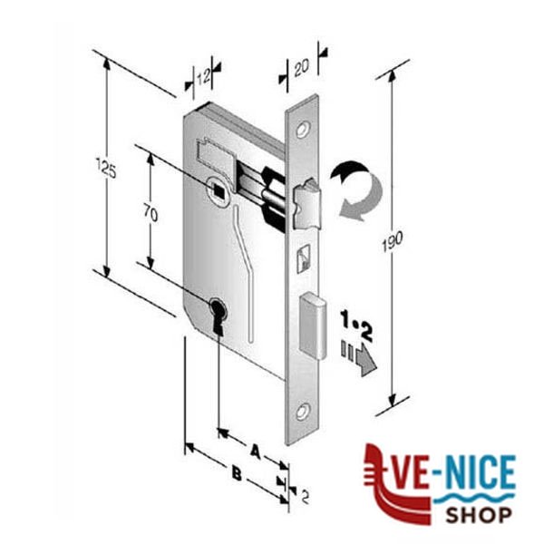 SERRATURA PATENT mm 8x70 E45 BQ GB 48 042 045 FC BONAITI SERR.LEGNO INFILARE S - immagine 4