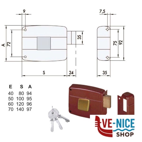 SERRATURA APP.LEGNO SX 50131-60-2 CISA 50131.60.2.N6 CISA SERR.LEGNO APPLICARE S - immagine 2