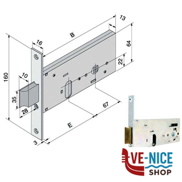 SERRATURA INF.ALL 133.70.01.0 WELKA 13370010 WELKA SERR.ALL/FERRO INFIL. S - immagine 2
