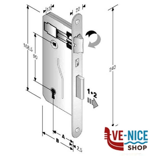 SERRATURA PATENT mm 8x90 E40 BT BRONZATA GB 48040040BVE BONAITI SERR.LEGNO INFILARE S - immagine 2