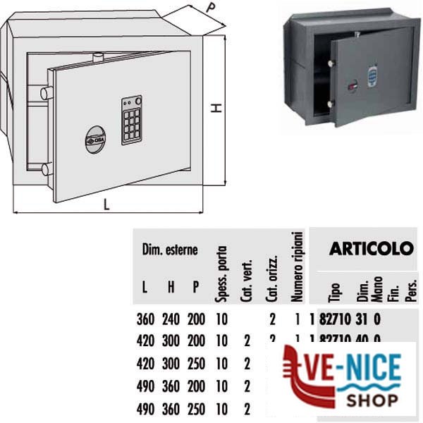 CASSAFORTE DIGITALE 490x360 p.250 82710.51 CISA 82710.51.0 CISA CASSEFORTI S - immagine 2
