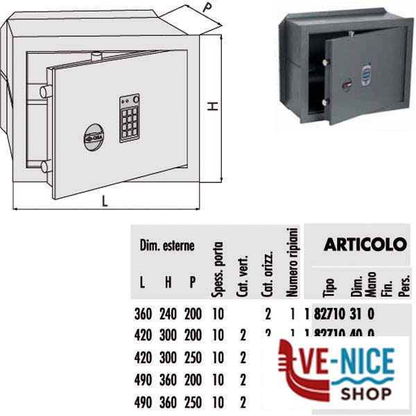 CASSAFORTE DIGITALE 360x240 p.200 82710.31 CISA 82710.31.0 CISA CASSEFORTI S - immagine 3
