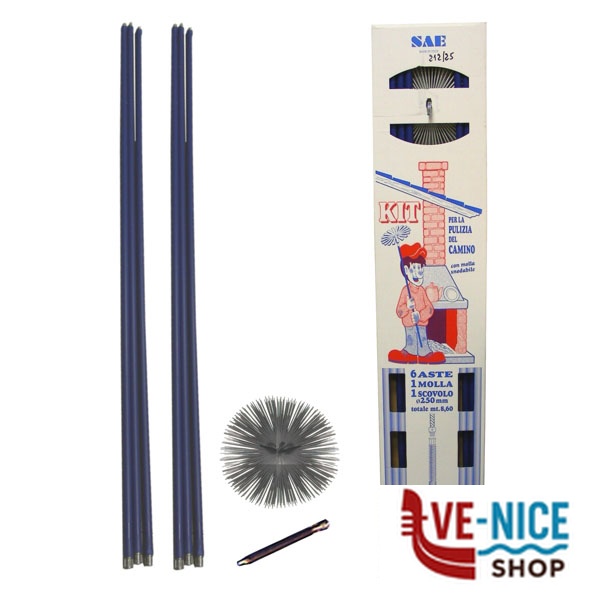 SCOVOLO CAMINO ACCIAIO TONDO mm 250 KIT 212/25 SCOVOLI F - immagine 2