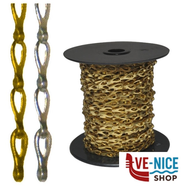 CATENA PIATTA TRANCIATA OTTONE mm 0,35 m 25 AREF CO004PA1025000B CATENE DECORATIVE F - immagine 2