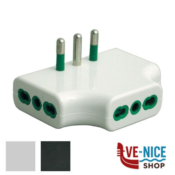 ADATTATORE TRIPLO PIATTO 16A+T BIANCO 82220 FME 82220 SPINE E ADATTATORI ELETTRICI F - immagine 3