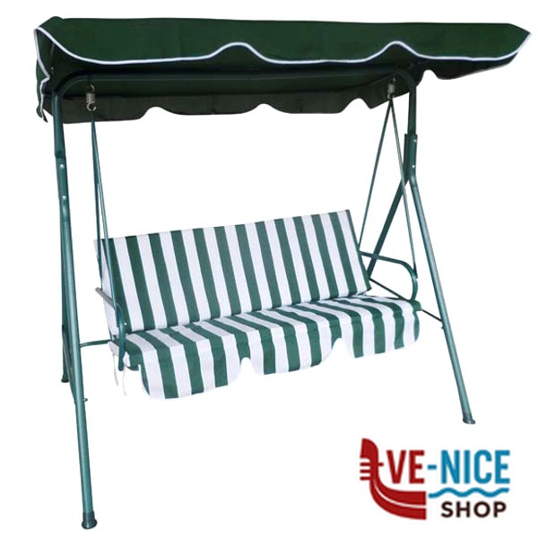 DONDOLO SWING 2+1 BIANCO VERDE VETTE 03797 ARREDO GIARDINO FERRO C - immagine 3
