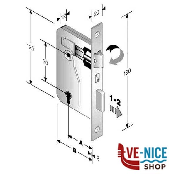 SERRATURA PATENT mm 8x70 E45 BQ BRONZATA GB 48042045BVC BONAITI SERR.LEGNO INFILARE S - immagine 2