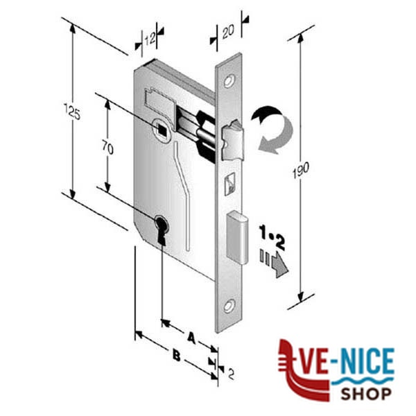 SERRATURA PATENT mm 8x70 E25 BQ BRONZATA GB 48042025BVC BONAITI SERR.LEGNO INFILARE S - immagine 2