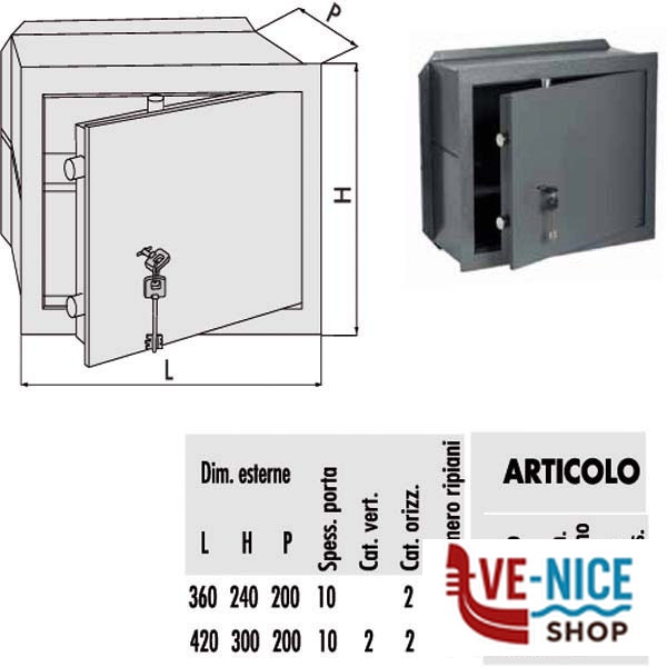 CASSAFORTE CHIAVE 360x240 p.200 82010.31 CISA 82010.31.0 CISA CASSEFORTI S - immagine 3