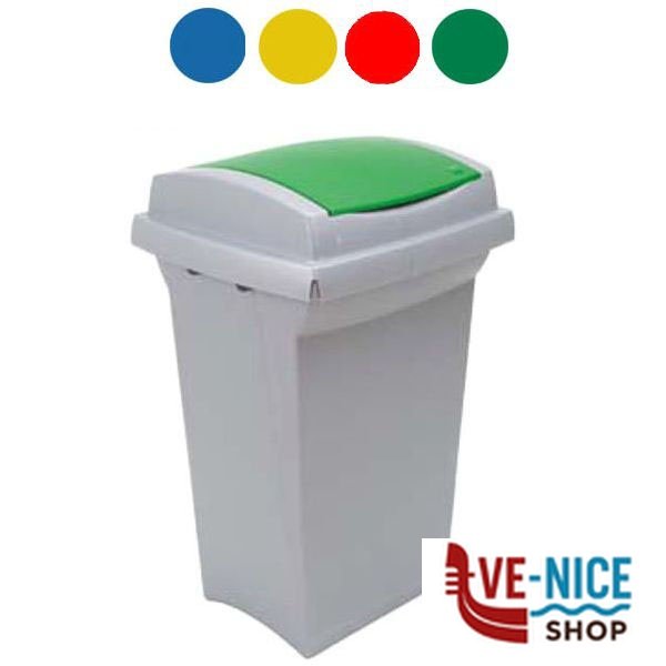 BIDONE RECYCLING ROSSO l 50 43x39 h 68 ICS C857050 PATTUMIERE DIFFERENZIATE C - immagine 3