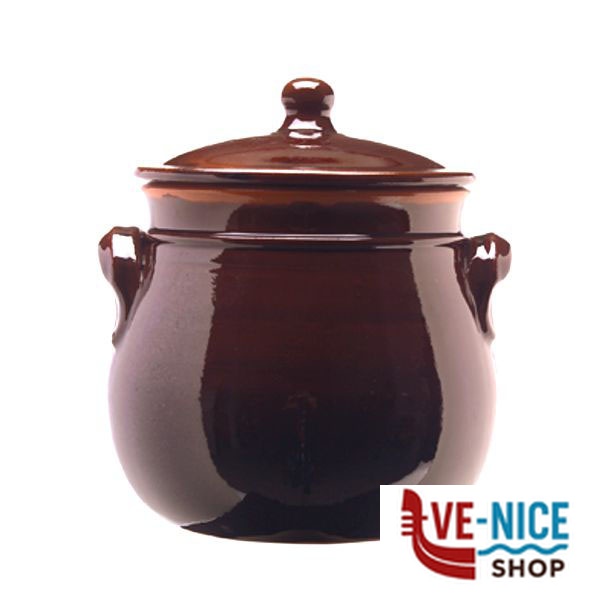 PENTOLA 2 MANICI COPERCHIO cm 18 BRUNA COLI' PR11BR18 PENTOLE TERRACOTTA C - immagine 2