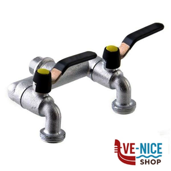 PRESA 2 RUBINETTI 3/4F + 3/4M OTT 464B AQUATECH 464B RACCORDI GIARDINAGGIO F - immagine 2