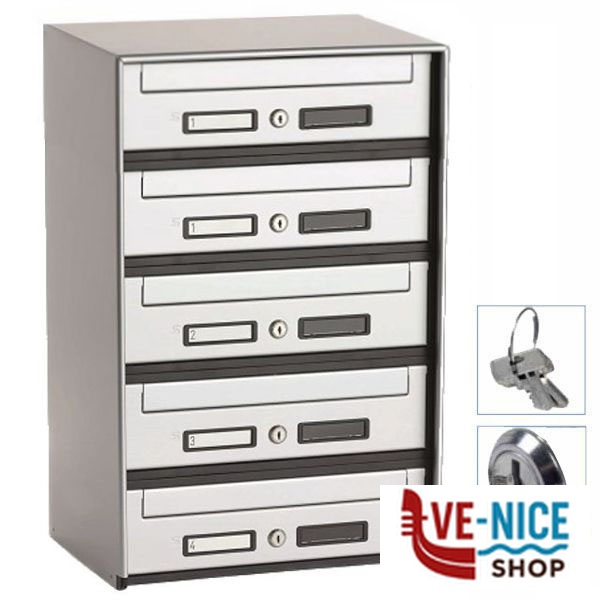 CASELLARIO ORIZ 5P ACC SILVER 5B1-501 SILMEC 5B1-501.72 CASSETTE LETTERE F - immagine 2