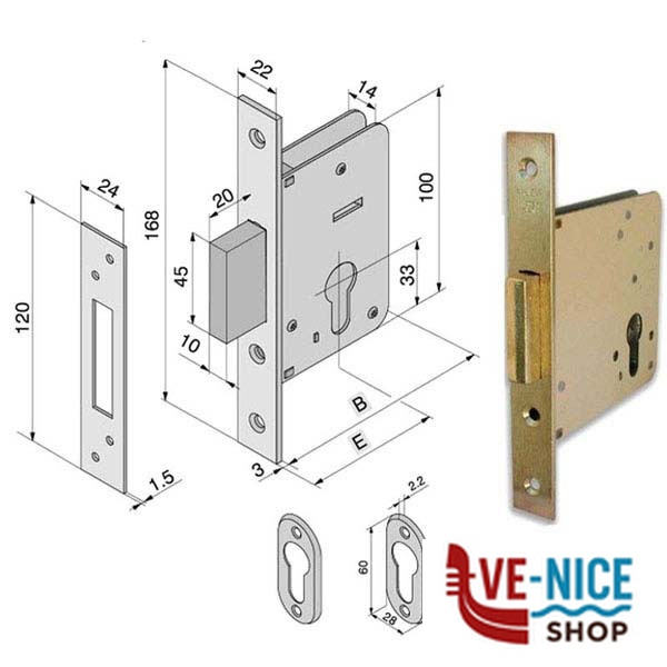 SERRATURA INF.LEGNO 020.40.00.0 WELKA 02040000 WELKA SERR.LEGNO INFILARE S - immagine 3
