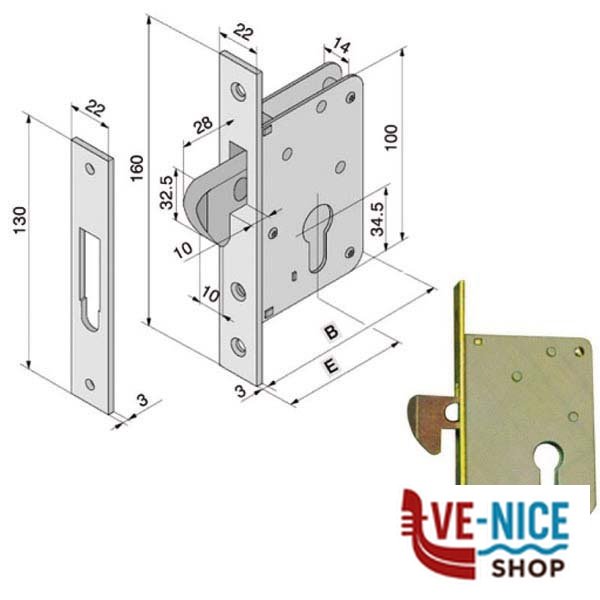SERRATURA INF.LEGNO 025.50.00.0 WELKA 02550000 WELKA SERR.LEGNO INFILARE S - immagine 2