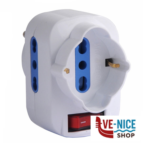 ADATTATORE TRIPLO GIREVOLE BIANCO BL SYNTESY 06615 SL1044 SPINE E ADATTATORI ELETTRICI F - immagine 3