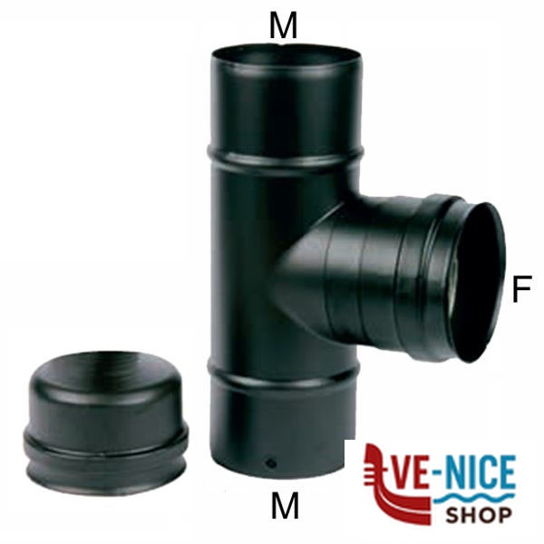 GOMITO T INOX 8 MFM TAPPO NERO PELLET 300 MARAL NPRT08MFM-080 TUBI PELLET F - immagine 4