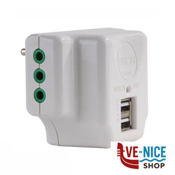 ADATTATORE TRIPLO 10A+T USB BIANCO 87800 FME 87800 SPINE E ADATTATORI ELETTRICI F - immagine 3