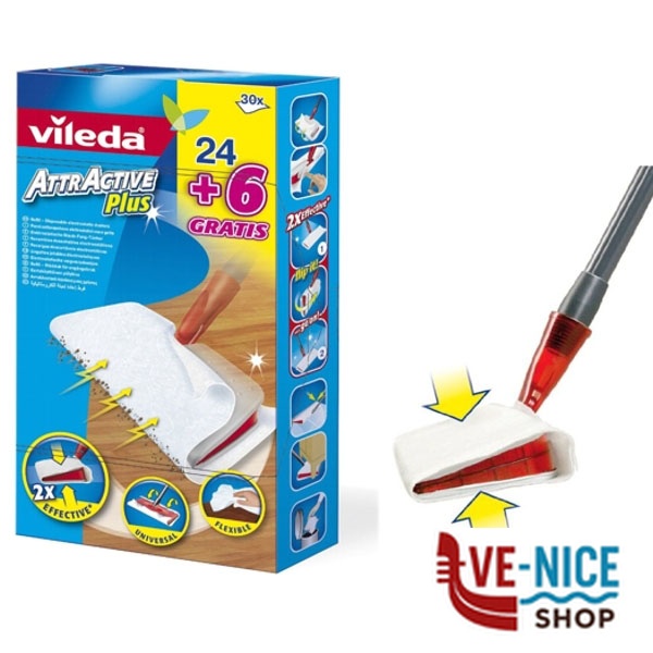 PANNO ATTRACTIVE PLUS RICAMBIO Pz 24+6 VILEDA 131396 VILEDA C - immagine 2